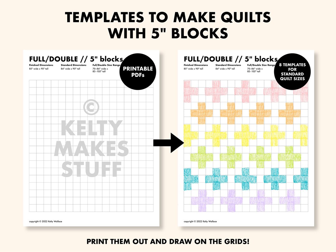 Quilt Planning Template for Quilts Using 5 Finished Blocks Quilt Graph