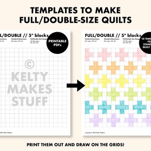 Quilt Planning Template for Full/Double-Size Quilts | Quilt Graph Paper | Printable PDF Download | PNG Files for Procreate