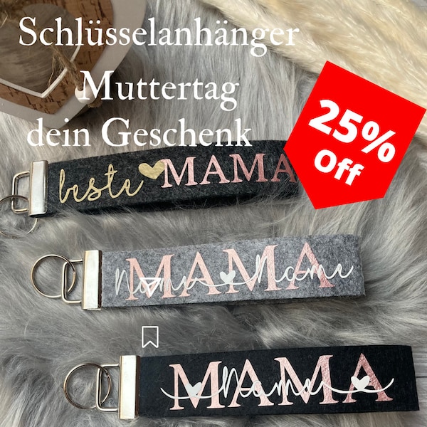 Schlüsselanhänger personalisiert Filz / beste Mama / Muttertag / Mutter / Mama / Muttertagsgeschenk / Geschenk / Mutter / Wunschnamen Mama