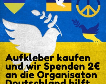 Ukraine Aufkleber Friedenstaube Ukraine Flagge Ukraine Herz mit Ukrainefarbe Spendenaktion Ukraine Taube Peacezeichen Frieden Autoaufkleber