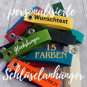 Schlüsselanhänger filz mit Wunschtext /Wunschnamen / Wunschspruch / Firmennamen in verschiedenen Farben und Schriftarten personalisierbar Bild 1