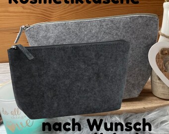 Kosmetiktasche personalisiert I Reisemäppchen I Reiseapotheke I Mäppchen Kosmetik I Kosmetikbeutel aus Filz personalisiert I Geschenk Filz