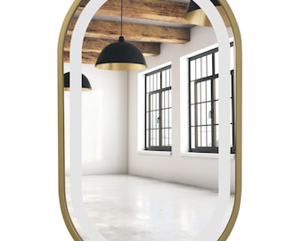 Oval Mirror Gold + Led