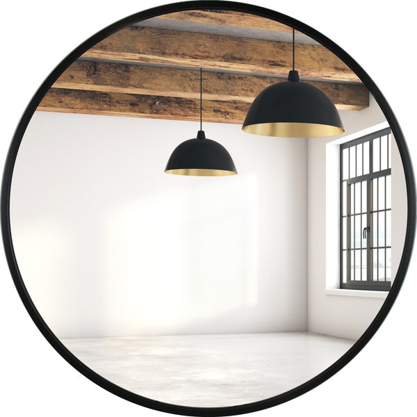 Miroir rond noir