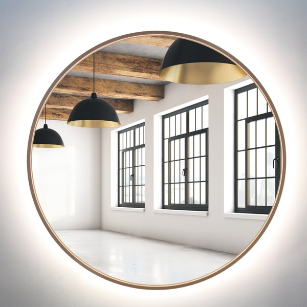 Miroir Rond Cuivre LED