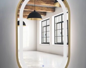 Oval Mirror Gold Led