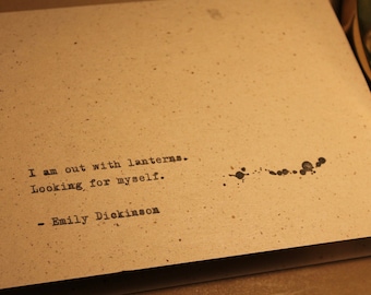 Tarjeta de poema de máquina de escribir| Emily Dickinson|Tarjeta de regalo|Máquina de escribir|Cumpleaños|Literatura|Poemas|Libros|Taylor|Sello