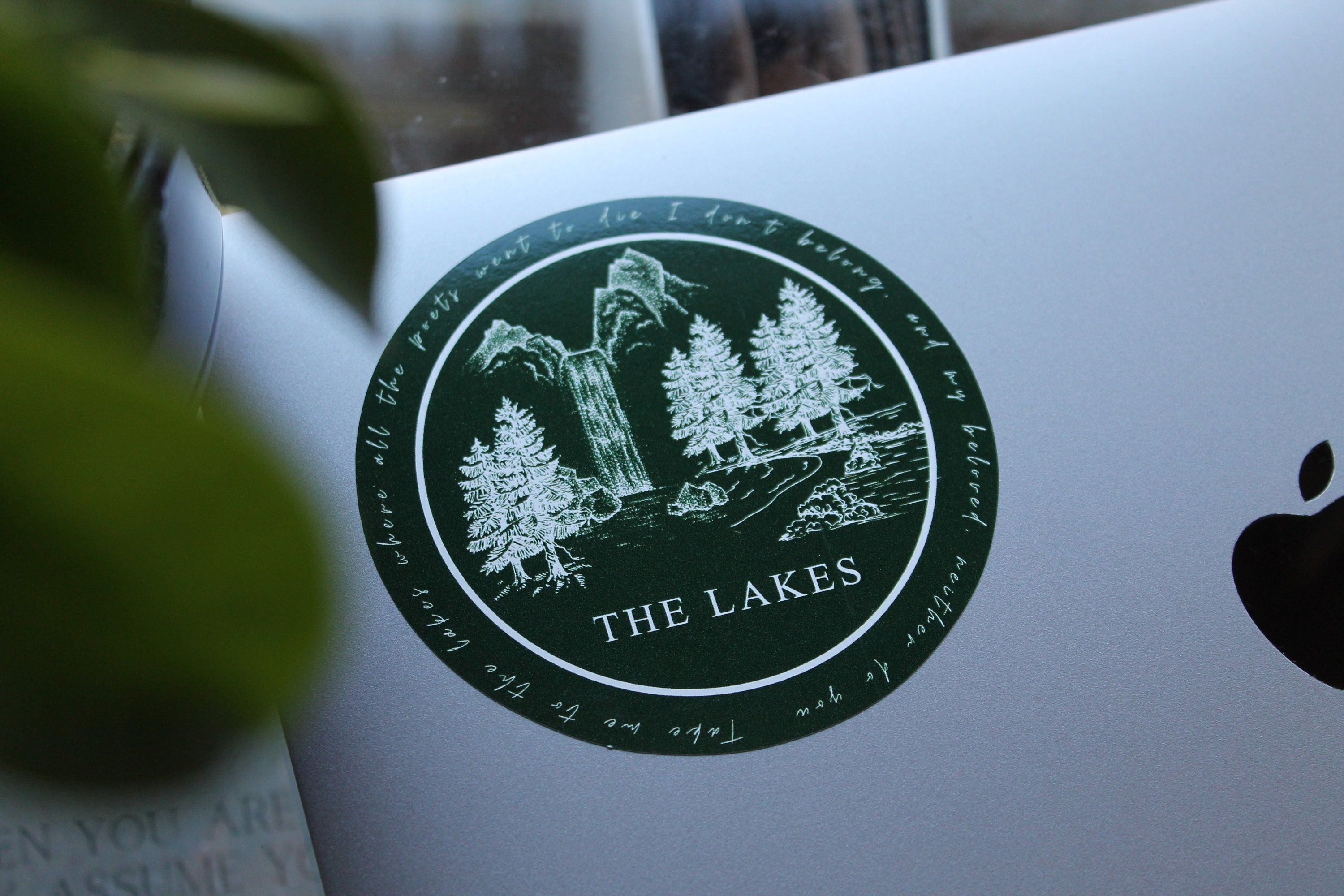 The Lakes Sticker/Taylor/Forest Lakes/Lake District/Vintage Style/Green/Round/Waterfall|Luggage Sticker/Folklore Style/Waterproof/Laptop Sticker