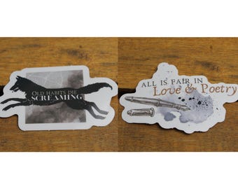 Tortured Poets Sticker Set | Black Dog | Love & Poetry | Folklore Style | Waterproof | Taylor | Map | London | Gift | Sticker | Dog | Fountain Pen | Ink