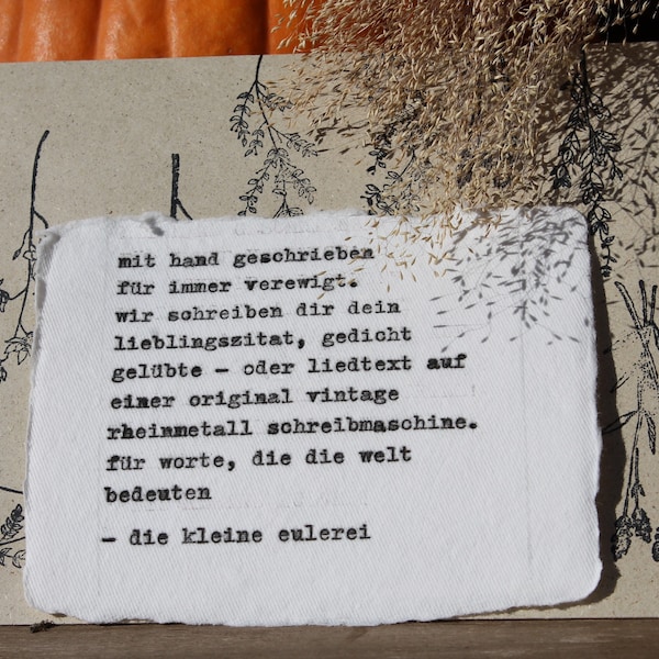 Personalisierter Schreibmaschinendruck | Text Schreibmaschine | Zitate | Gedichte | Gelübde | Einladungen| Lyrik | Geschenk