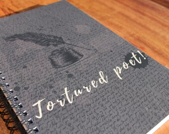 The Tortured Poets | A5 Notebook | Taylor | Merch | Soft Touch | Folk Style | Brown | White | Fan Art | Pen | Vintage | Spiral Bound | Lined Inkwell