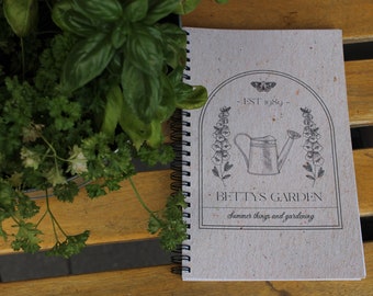 Betty's Garden Notebook/Taylor/Folklore Style/Diary/Secret Garden/Spiral Bound/Lined/A5/Flowers/Watering Can/Paper/Subtle/Bow/Glossy
