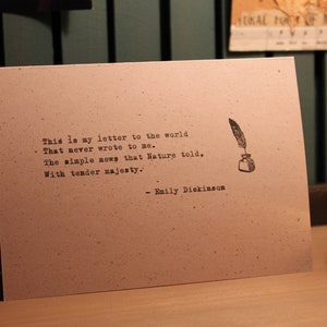Schreibmaschinen Gedichtkarte| Emily Dickinson|Geschenkkarte|Schreibmaschine|Geburtstag|Literatur|Gedichte|Bücher|Taylor|Stempel