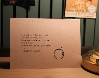 Tarjeta de poema de máquina de escribir| Emily Dickinson|Tarjeta de regalo|Máquina de escribir|Cumpleaños|Literatura|Poemas|Libros|Taylor Swift|Sello