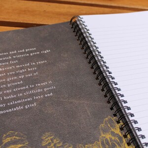 Notebook|The lakes|A5|Folklore Style|Lakes & Forest|Merchandising | Spiral bound|Lined|Autumn|Vintage style|Softcover binding|Brown|Gold image 7
