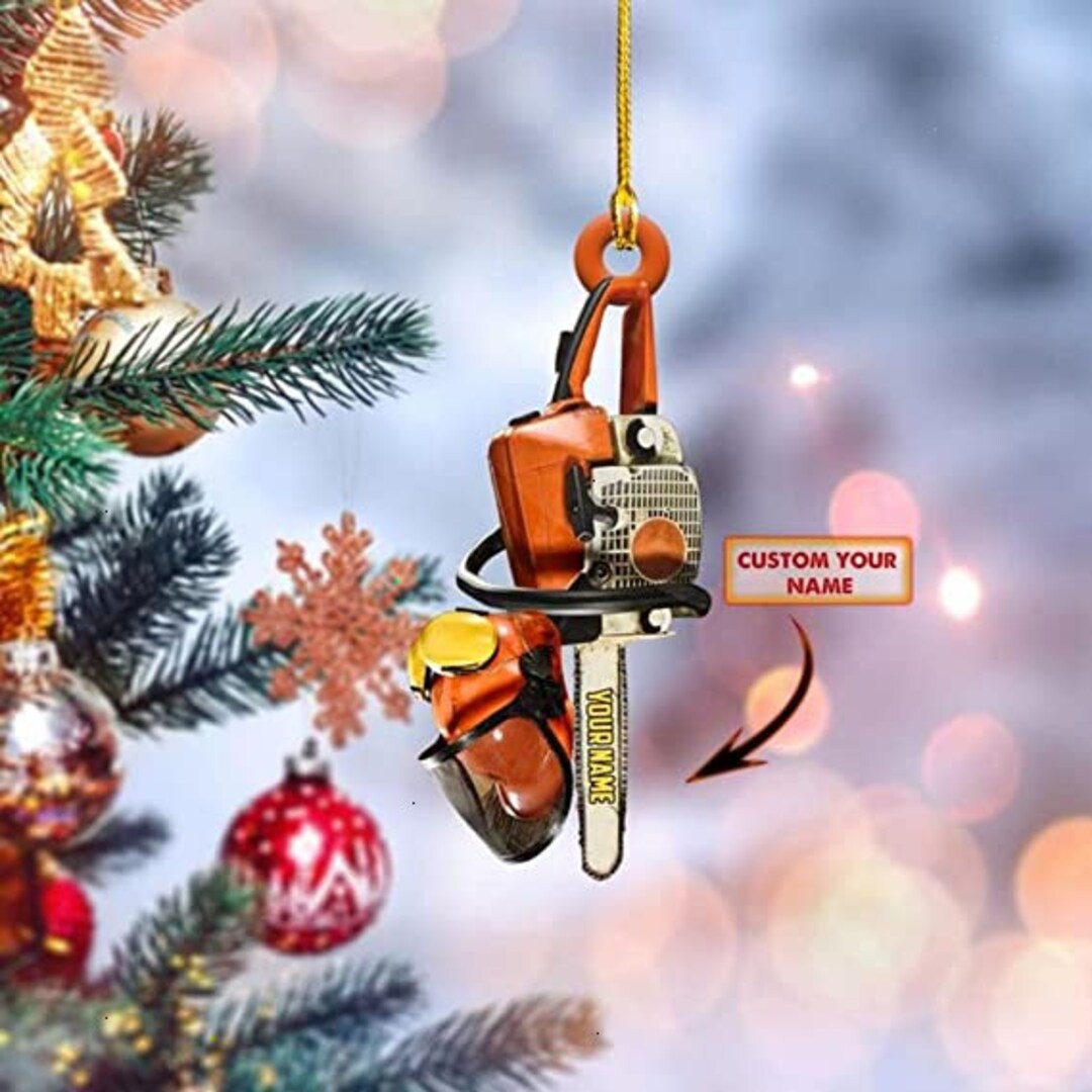 Custom Name Arborist Chainsaw and Helmet Orrnament Christmas Etsy