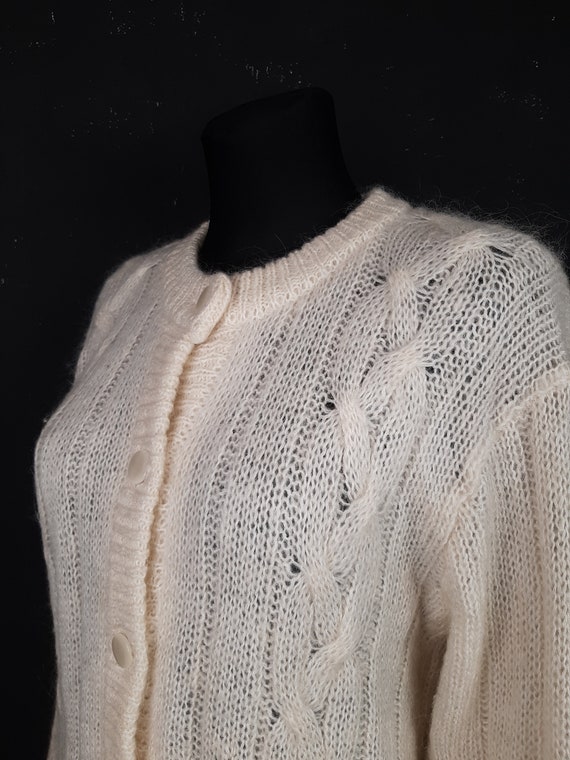 80s rose mohair wool embroidered CARDIGAN French … - image 6