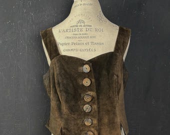90s Bavarian Genuine Suede Vest: Brown Austrian Trachten, Size L
