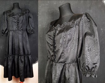 80s England Mackerness black DRESS princess Lolita grunge punk vegan summer festival part cocktail vintage ruffle puff maxi prom party M