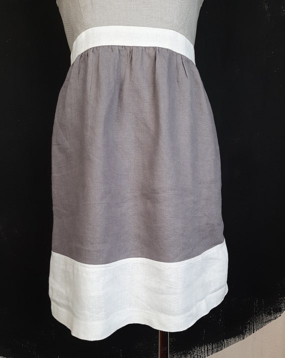 Vintage linen minimalist grey DRESS French France… - image 7