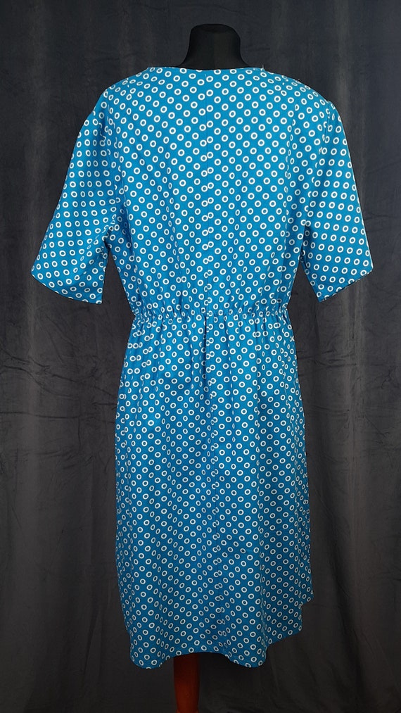 70s German Graziella DRESS blue white polka dot p… - image 7