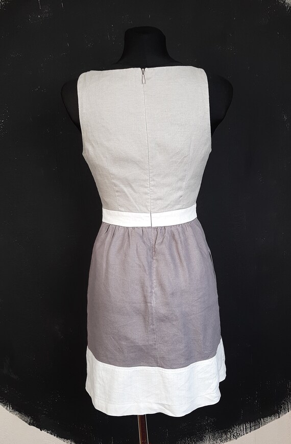 Vintage linen minimalist grey DRESS French France… - image 3