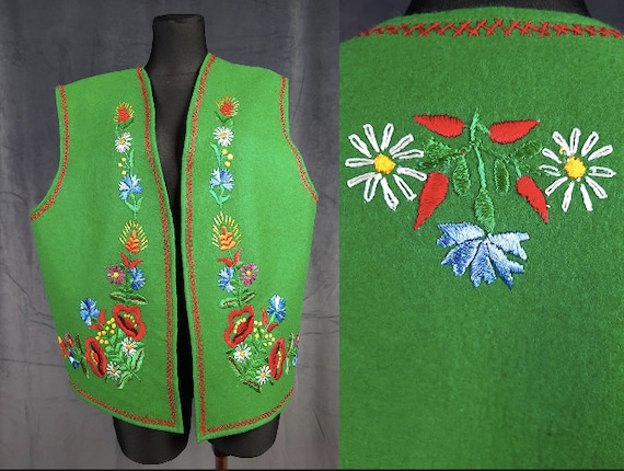 70s Hungarian Matyo Kalosca felt VEST bodywarmer … - image 1