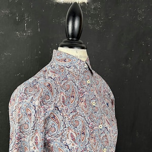 Morris Liberty Art ditsy blue pink paisley BLOUSE top flower classic lover British print vintage posh boho 34 S