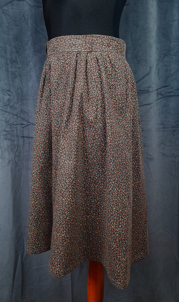 80s England ditsy SKIRT yellow blue brown flower … - image 4