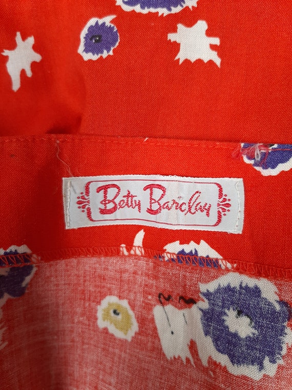 80s Betty Barclay flower DRESS purple red print b… - image 3