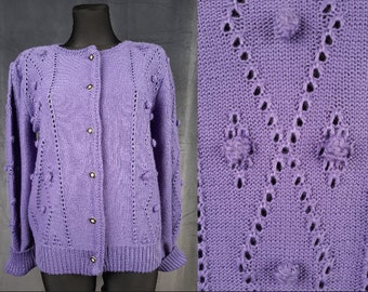 80s Dralon Bayer Dirndl CARDIGAN lavender purple bobble puff cottagecore ethnic Octoberfest Trachten vintage XL