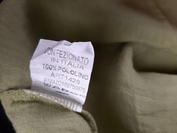 Y2K linen Italian DRESS green chunky minimalism m… - image 9