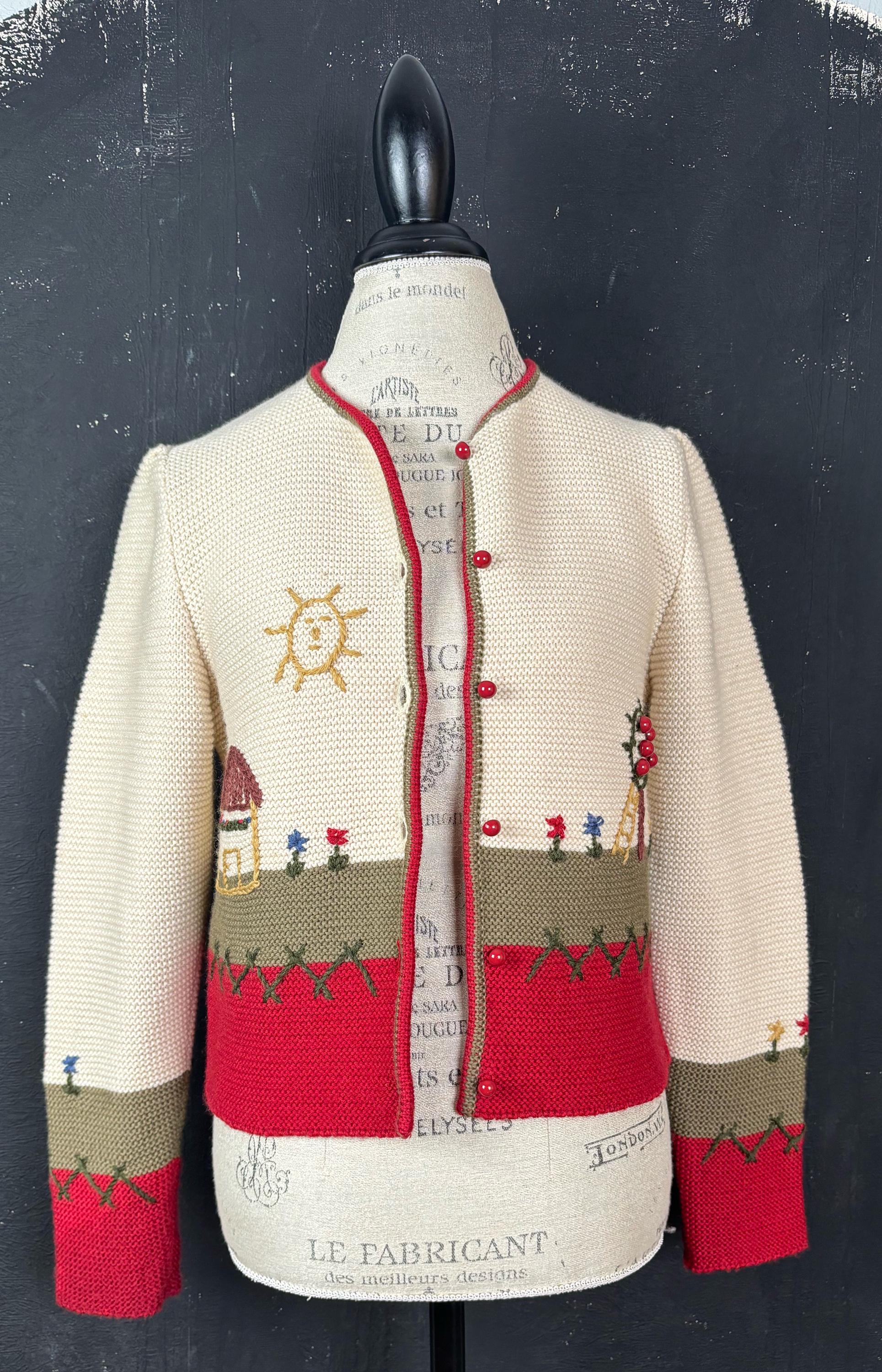 90年代ヴィンテージ オーストリア製手刺繍カーディガン - リンゴの木と 