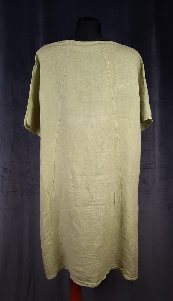 Y2K linen Italian DRESS green chunky minimalism m… - image 8