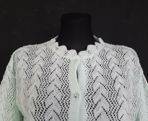 80s West Germany mint CARDIGAN green cable knitte… - image 4