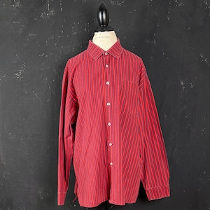 Vtg Marimekko Finland Joka Poika Piccolo red cotton SHIRT stripes striped iconic Scandinavian designer vintage urban hipster man XXL