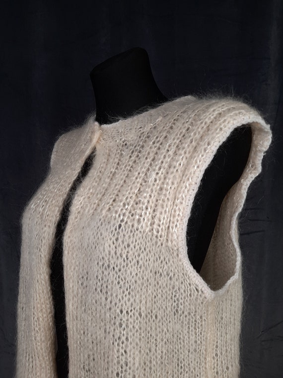 Vintage French mohair VEST bodywarmer white fluff… - image 5