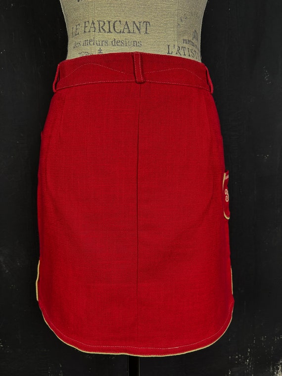 90s red lederhosen style embroidered Dirndl SKIRT… - image 8