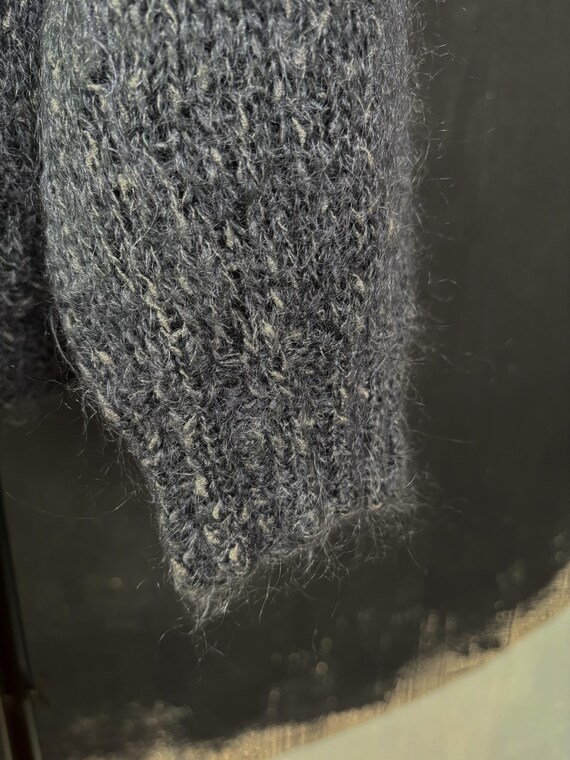 Grey wool knitted bear patchwork embroidered Fren… - image 7