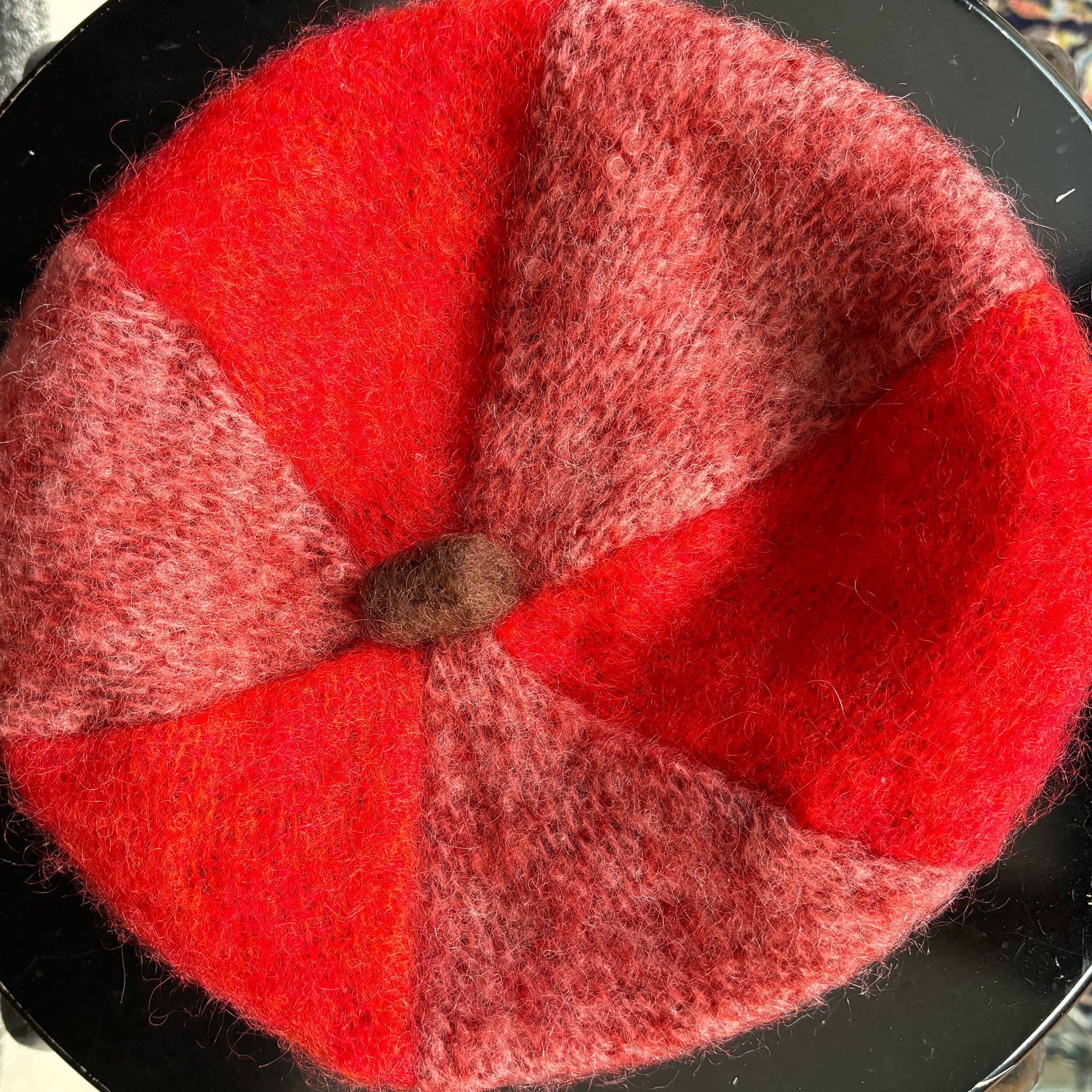 Donegal Design Mohair Cozy Red Beret with Pom-Pom Made in Ireland Like the cherry on a sundae, pom poms can be the final  main image 4