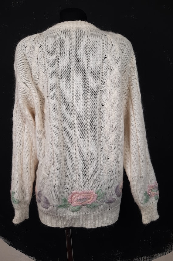 80s rose mohair wool embroidered CARDIGAN French … - image 7