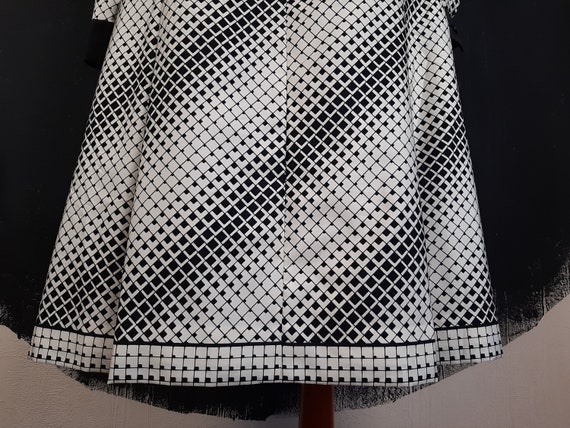 70s French Paris DRESS black white monochrome op … - image 6
