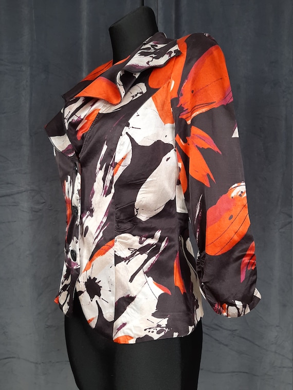 90s silk designer Vera Mont BLAZER jacket brown l… - image 4