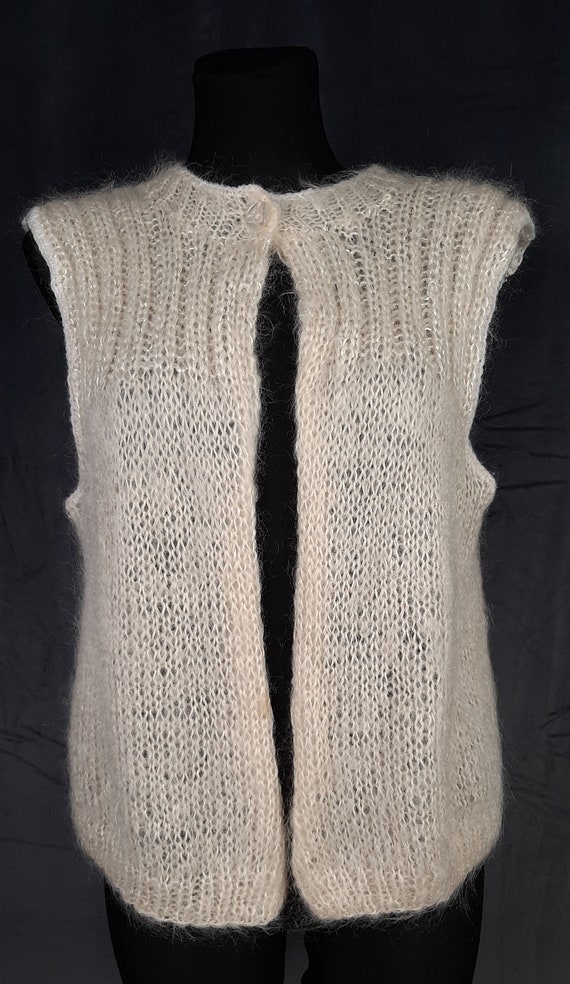 Vintage French mohair VEST bodywarmer white fluff… - image 2