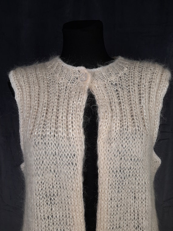 Vintage French mohair VEST bodywarmer white fluff… - image 3