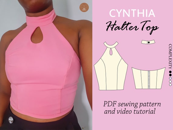 CYNTHIA Halter Top Sewing Pdf Digital Pattern, Summer Top Pattern