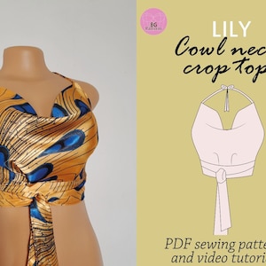 Cowl Neck Crop Top Pdf Sewing Pattern