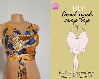 Cowl Neck Crop Top Pdf Sewing Pattern