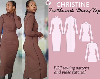 Christine Turtleneck Dress & Top Sewing Pattern (PDF)