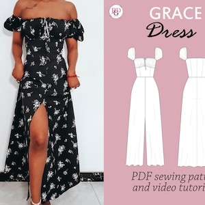 Grace Milkmaid Dress Sewing Pattern: Maxi Sundress (PDF Pattern)